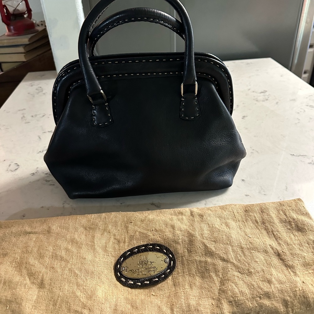Fendi Selleria Black Leather Doctor Hand Bag